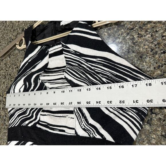New York Company Dress Size 10 Black White Striped Chic Linen Cotton BLEMISH - Picture 3 of 7